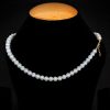 White Pearl Necklace - 925 Sterling Silver gold plated