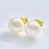 White Pearl Earrings - 925 Sterling Silver gold plated