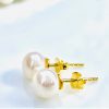 White Pearl Earrings - 925 Sterling Silver gold plated