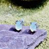 925 sterling silver Aqua Chalcedony Stud Earrings