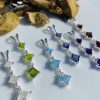 925 Sterling Silver Pendant with Gem stone in 6 sparkling Colors