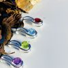 925 Sterling Silver pendant with gem stones in 4 sparkling colours.